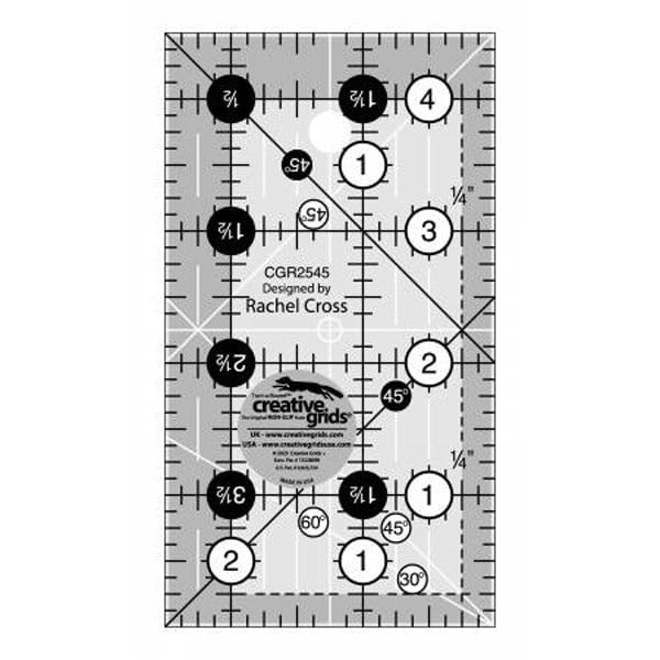 Creative Grids Quilt Ruler 2-1/2in x 4-1/2in Rectangle – CGR2545 – Made in...