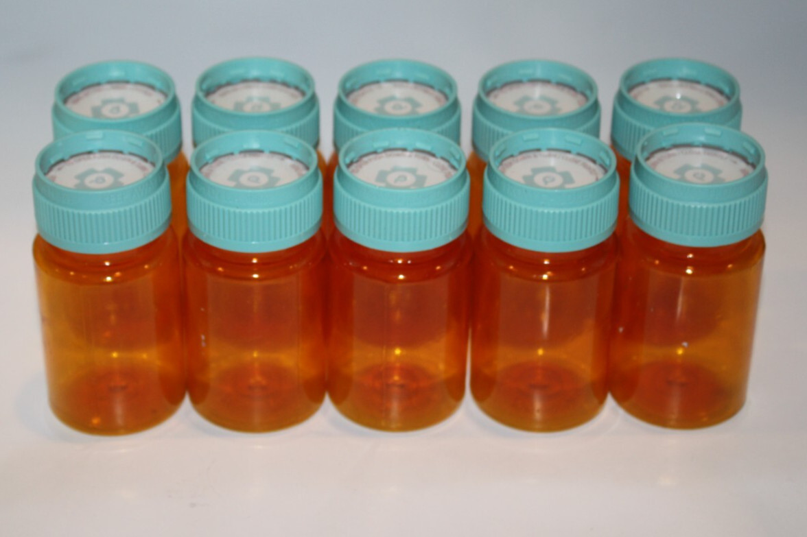 Empty Pill Bottles Lot of 10 Publix Reversible Cap 3.5" Easy Open Crafts Storage