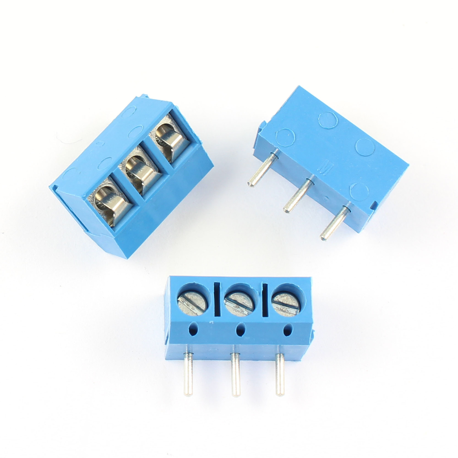 10Pcs Blue 5mm Pitch 3 Pin 3 Way PCB Right Angle Screw Terminal Block Connector