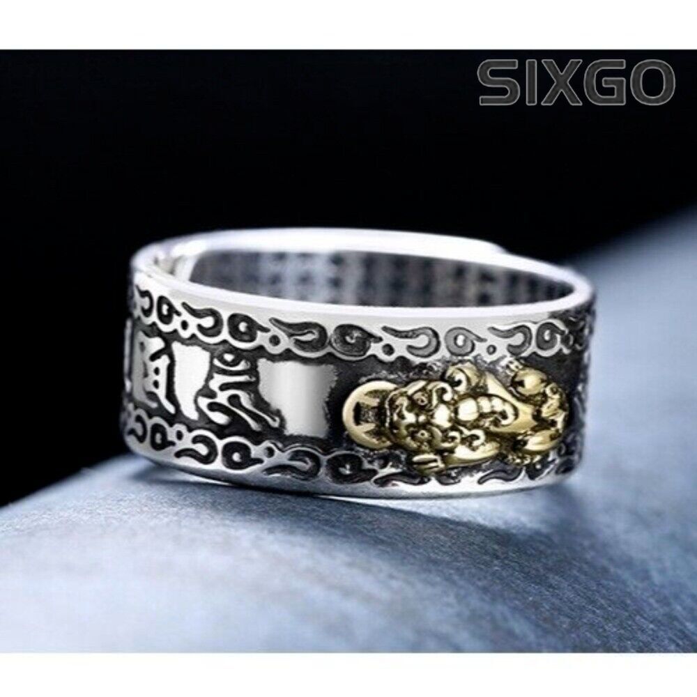 Adjustable Pixiu Wealth Luck Fengshui Women Men Healing Reiki Ring Xmas Gifts