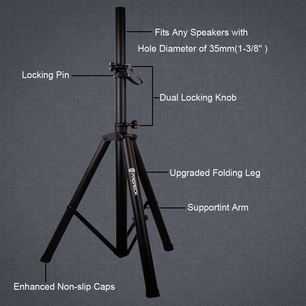 PRORECK PR-15 Tripod Stands Pair for Dj/PA Speaker System Adjustable Height