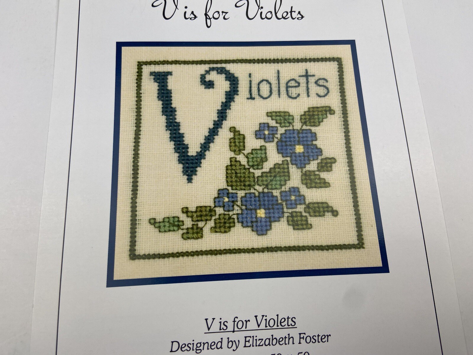 Elizabeth’s Needlework Designs V Is For Violets Counted Cross Stitch Pattern