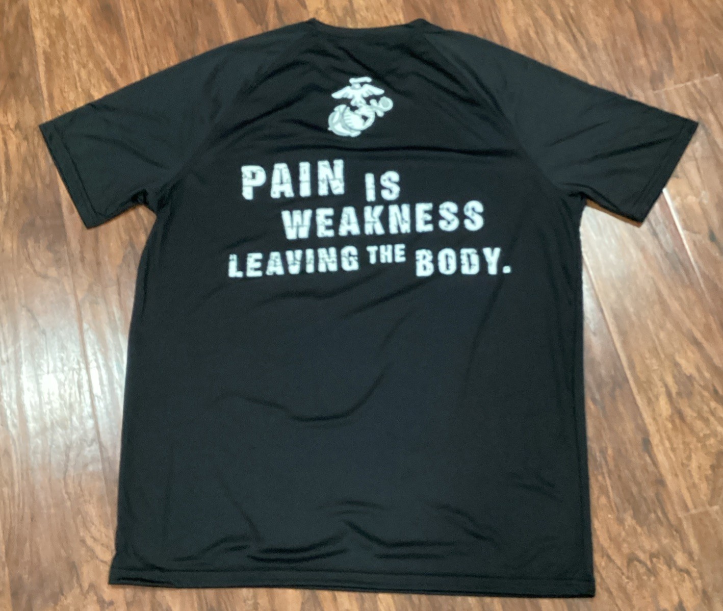 Marines T-Shirt Men S Black USMC Pain is Weakness Leaving the Body Made USA