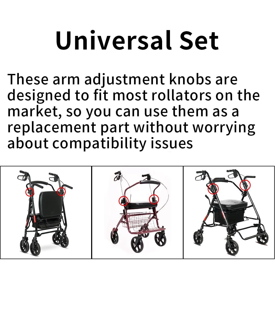 Toeloioh Knob Replacement Part Universal for Rolling Walker Rollator, Black