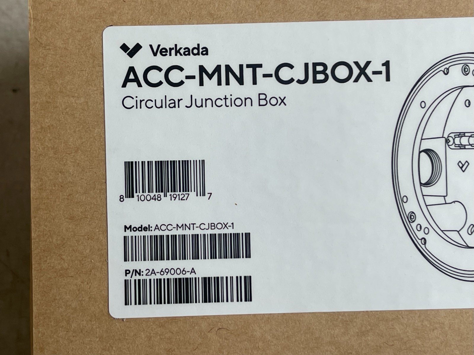 Verkada ACC-MNT-CJBOX-1 Circular Junction Box Security Camera Mount White New