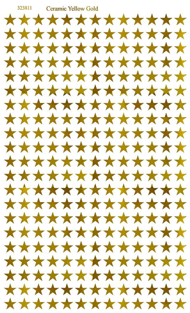 Real Gold Stars ~ 323811 ~  Real Yellow Gold ~ Glass or Ceramic Decals