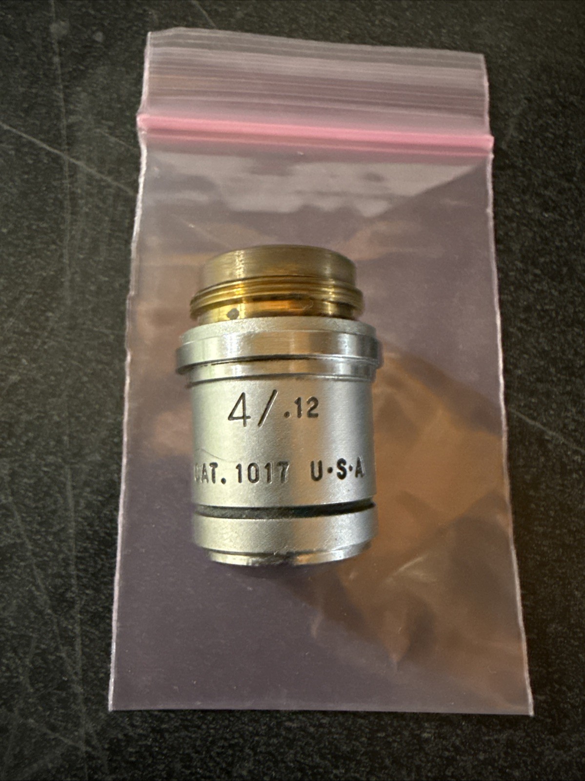 AO American Optical Plan Achro 4x 4/.12 Microscope Objective CAT 1017