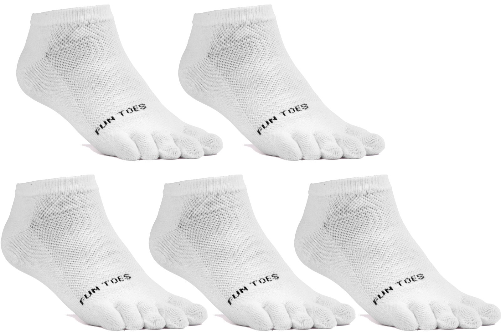 Women Toe Socks Cotton Five finger 5 Pairs socks mesh breathable Low cut White