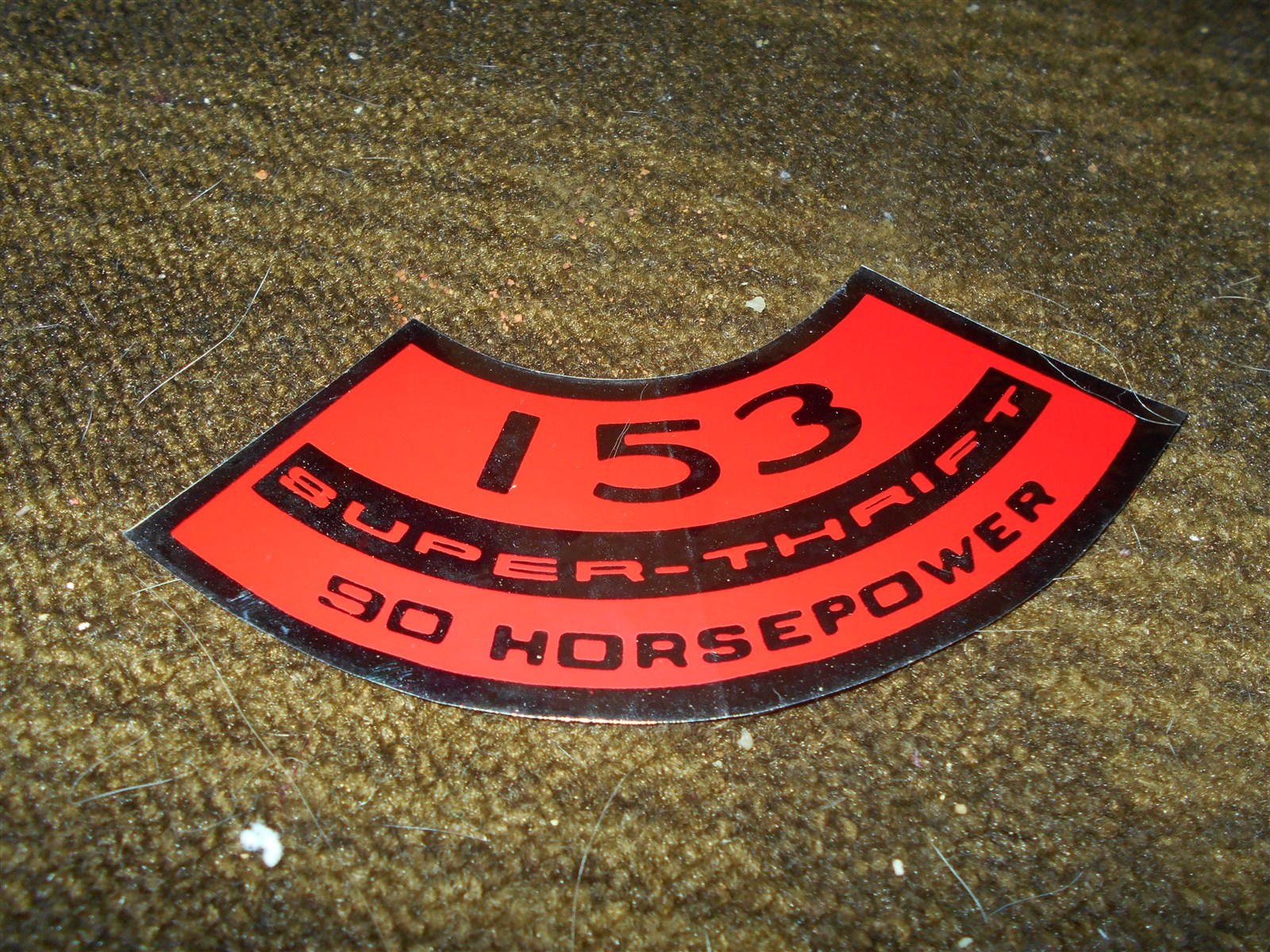 CHEVROLET 153 CID SUPER-THRIFT SUPER THRIFT 90 HP AIR CLEANER TOP LID DECAL NEW
