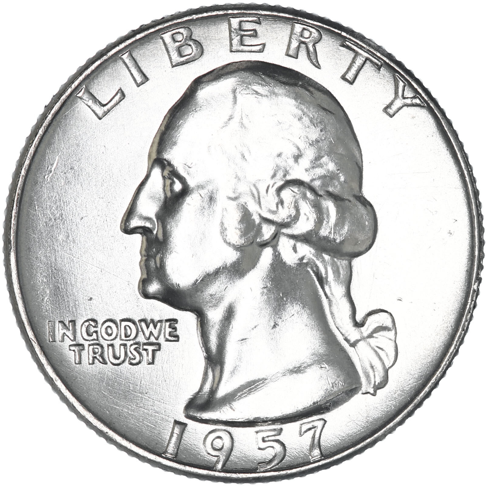 1957 D Washington Quarter 90% Silver BU US Coin