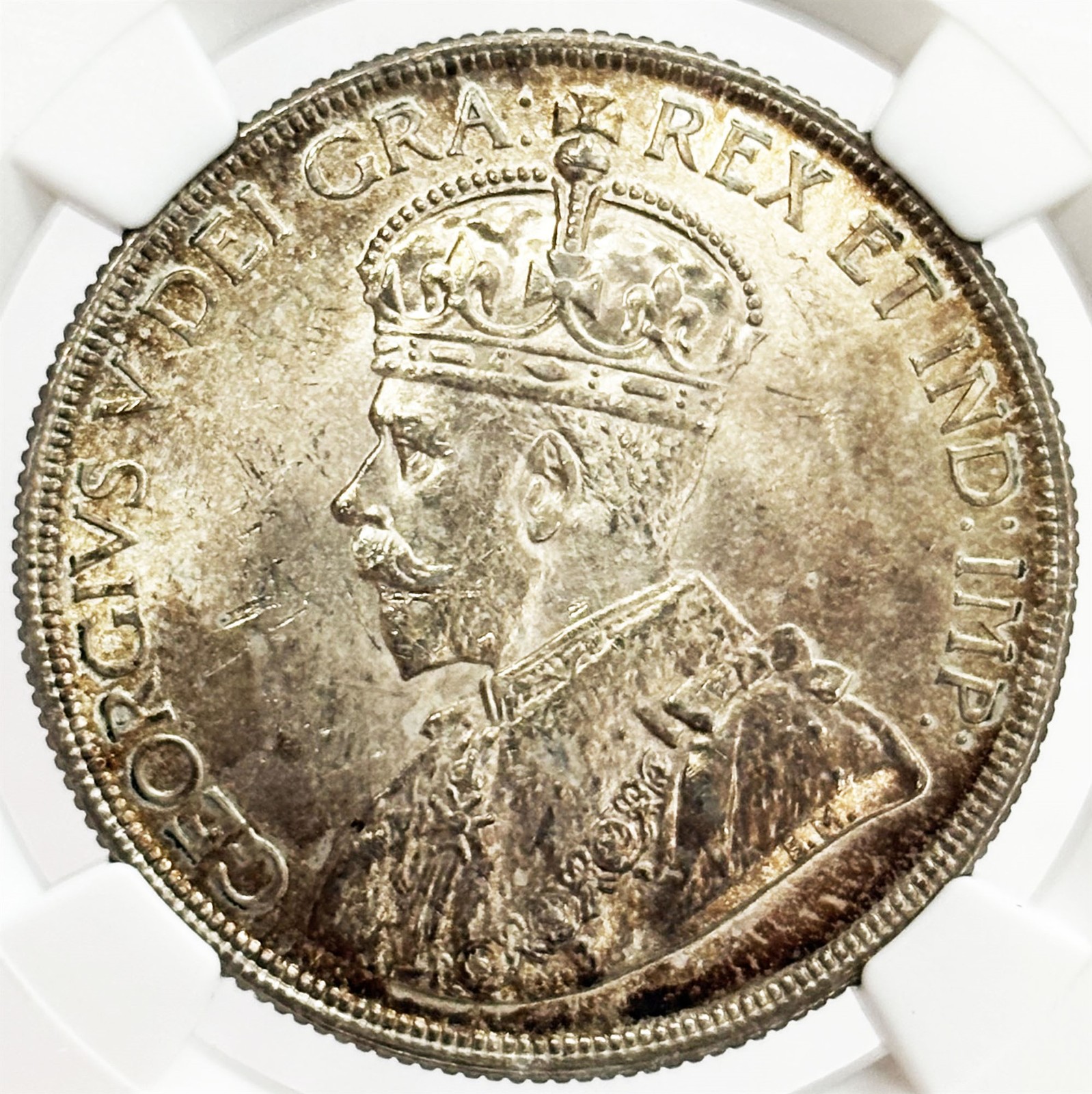 1936 SILVER CANADA J.O.P RARE COUNTERMARKED $1 JOSEPH OLIVA PATENAUDE NGC MS 63