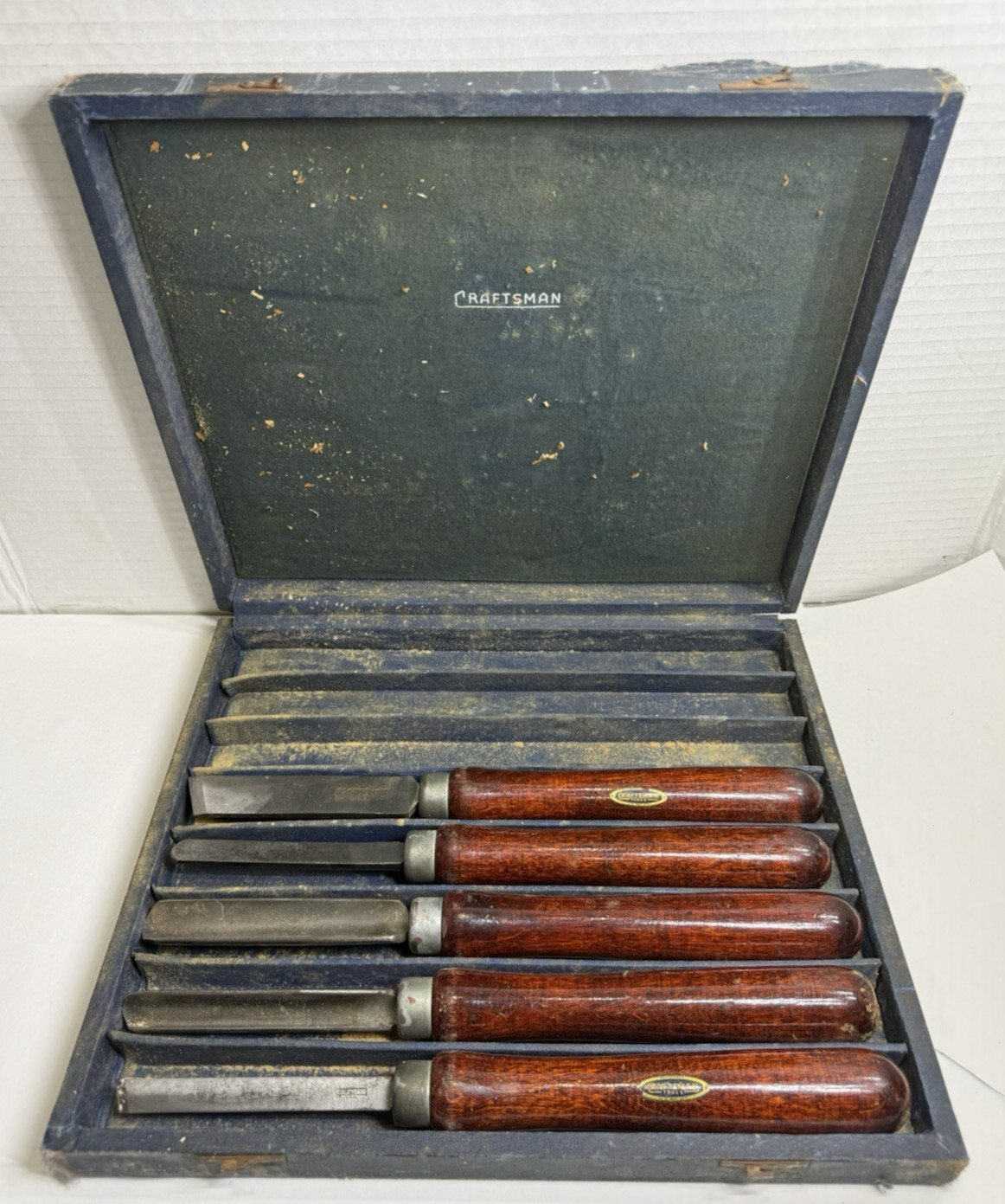 Vintage Set of Craftsman Wood Lathe Turning Chisels 5 of 8 Complete w/ Case