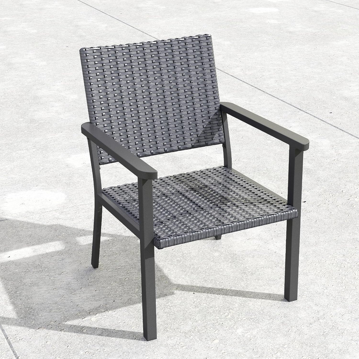 Outdoor Lounge Chair for outside Patio Porch, Metal Frame, Black All Weather Wic