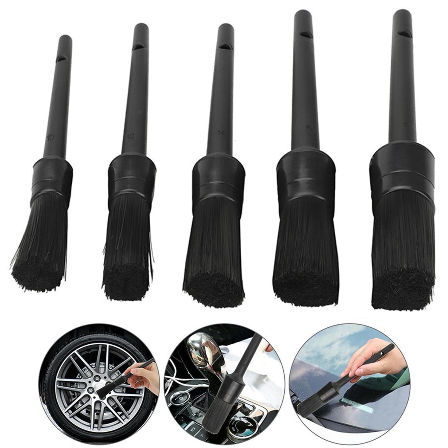 THE PERFECT PART Auto Detailing Brushes - 5 Pcs | Long Bristles, No...