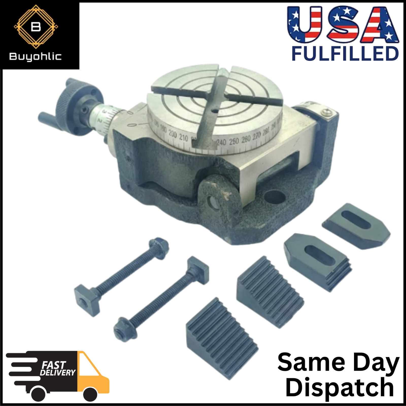 Small HV 3" Inch II 80 mm Rotary Milling Indexing Table with Clamp Kit