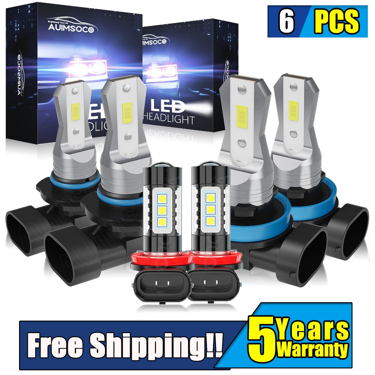 For Toyota Camry 2007-2014 LED Headlight Kit Combo 6x Bulbs Hi/Lo Fog Beam 6500K