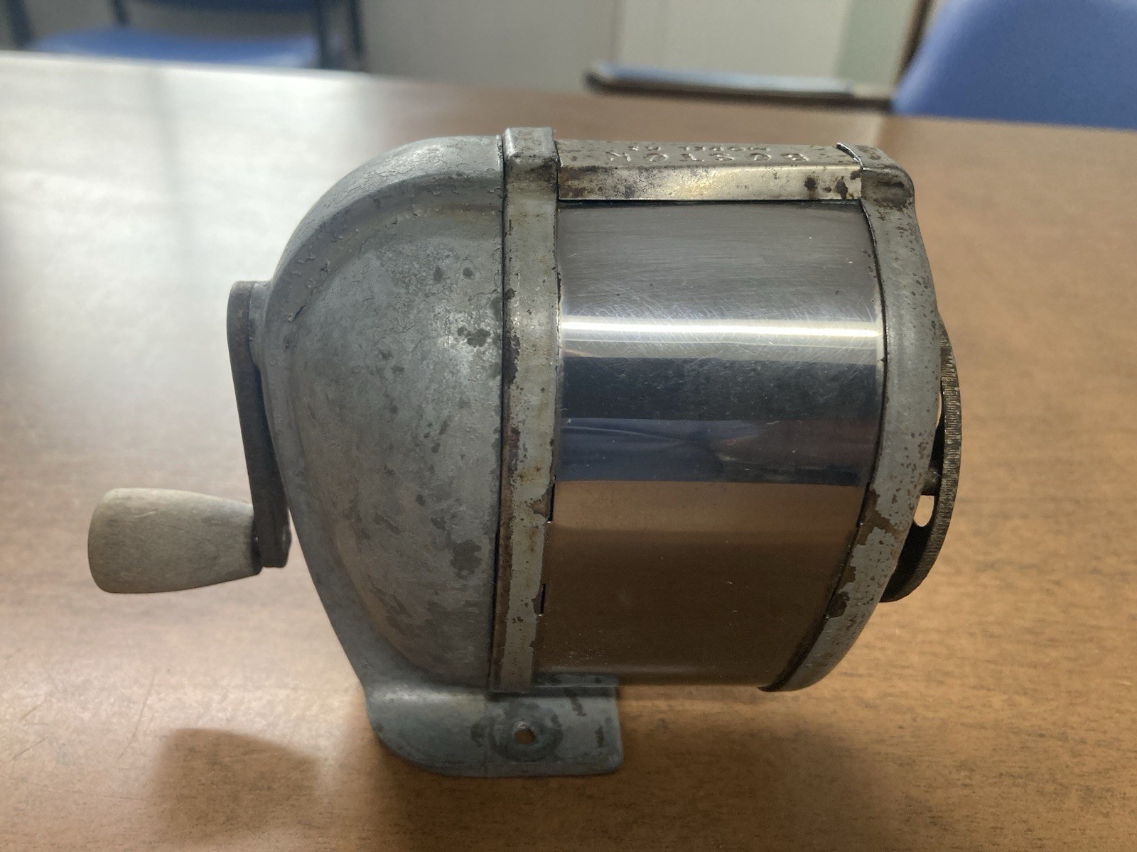 Vintage Boston KS Pencil Sharpener 8 Hole Metal W/Wood Handle