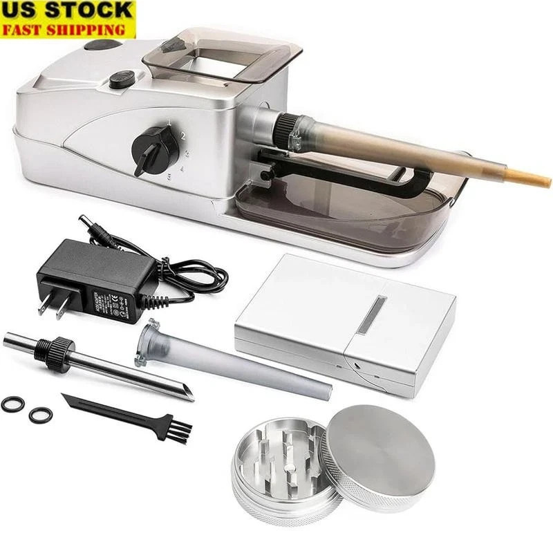 Electric Cone Loader Machine Set W/ Manual Grinder & Pre-Roll Holder Case New
