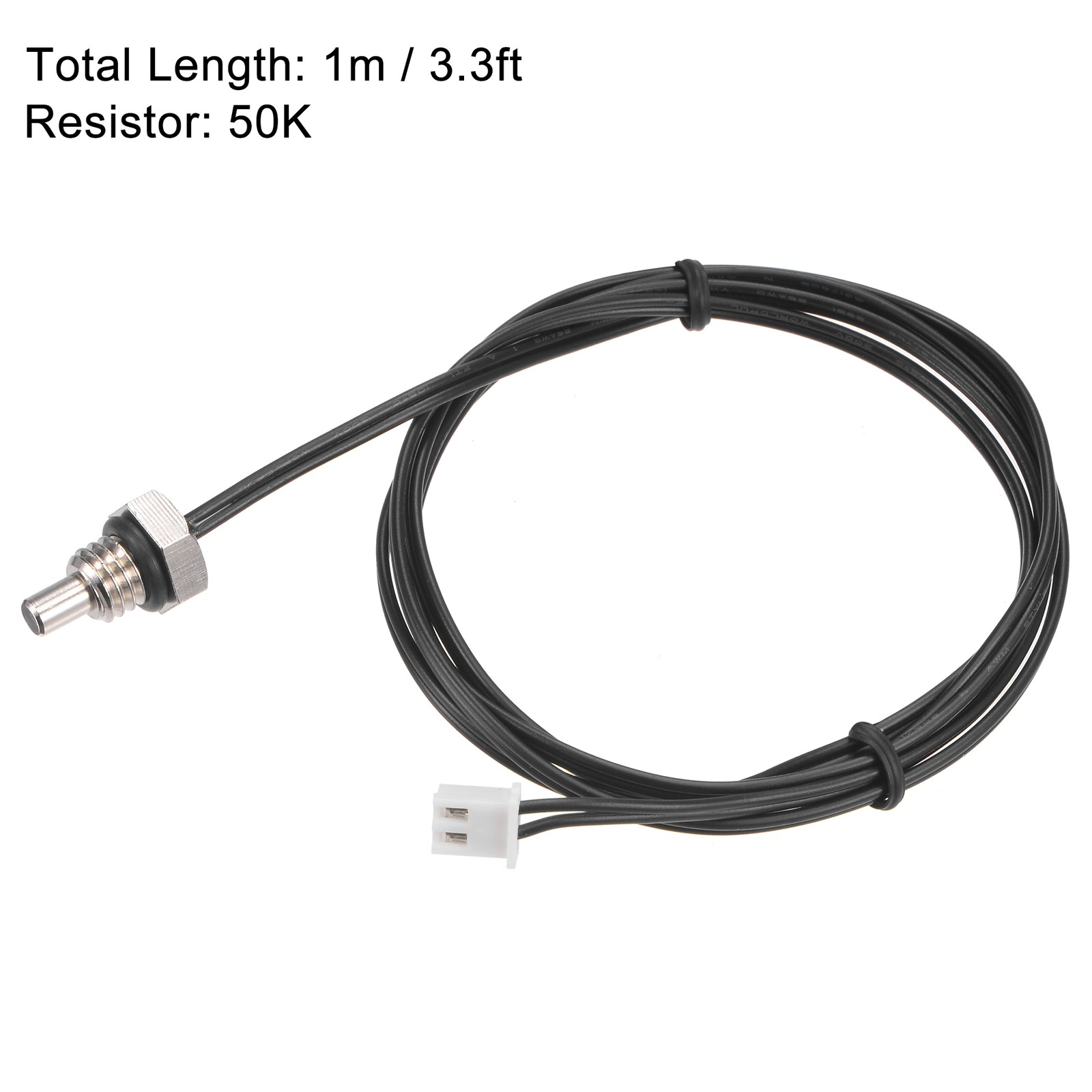 2pcs 50K Temperature Sensor Probe M8 NTC Thermal Sensor Probe Cable 1m