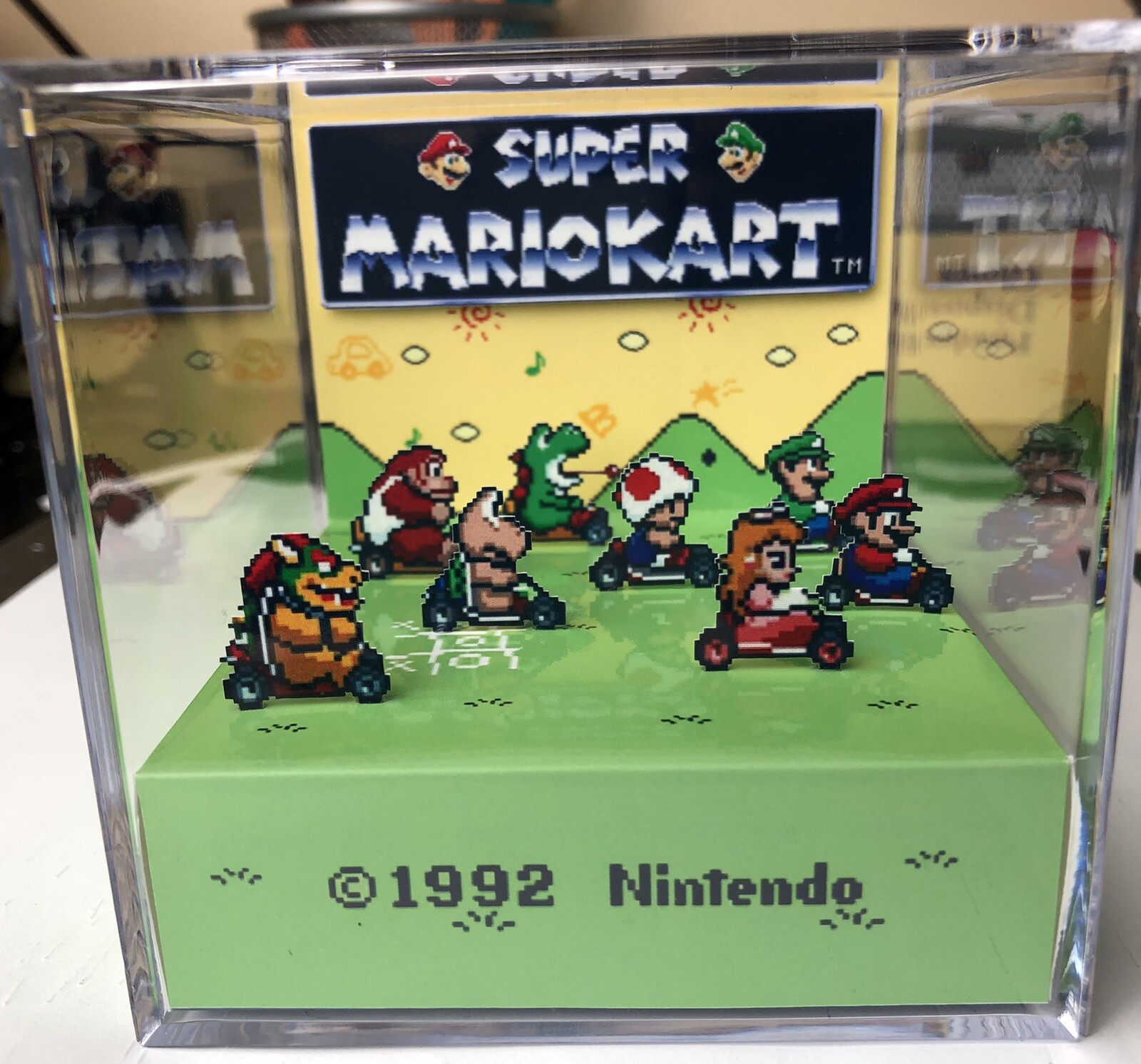Super Mario Kart 3D Cube Handmade Diorama - Shadowbox - Snes - Fanart