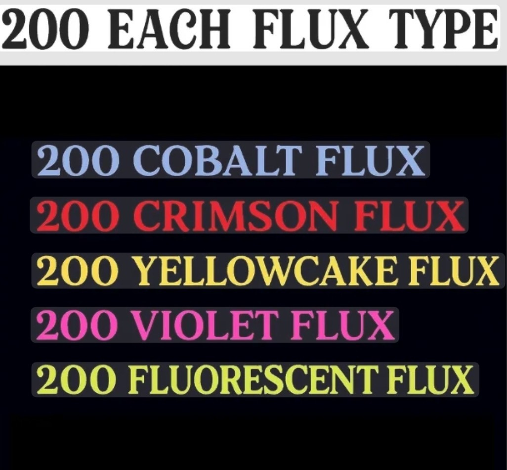 200 Ea Flux Bndle Cobalt Crimson Yellowcake Violet Fluorescent Fallout 76 (XBOX)