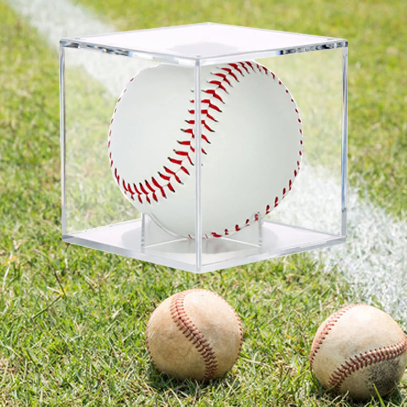 6Pack Baseball Display Case UV Protected Acrylic Clear Holder Square Ball Box