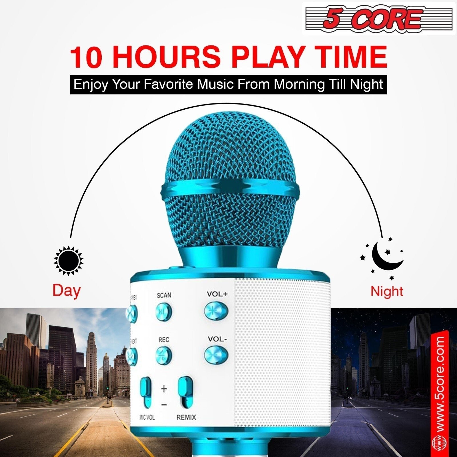 5 Core Microphone Wireless Karaoke Mic w/Speaker Portable Bluetooth Microfono 2x