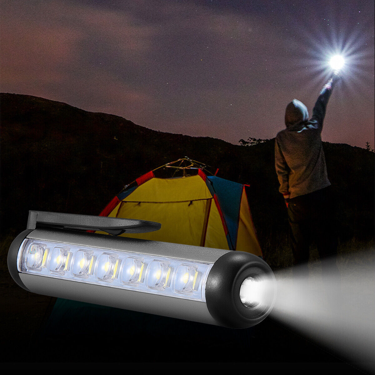 2-PACK USB COB LED Flashlight Work Light Magnetic Super Bright Torch Penlight US