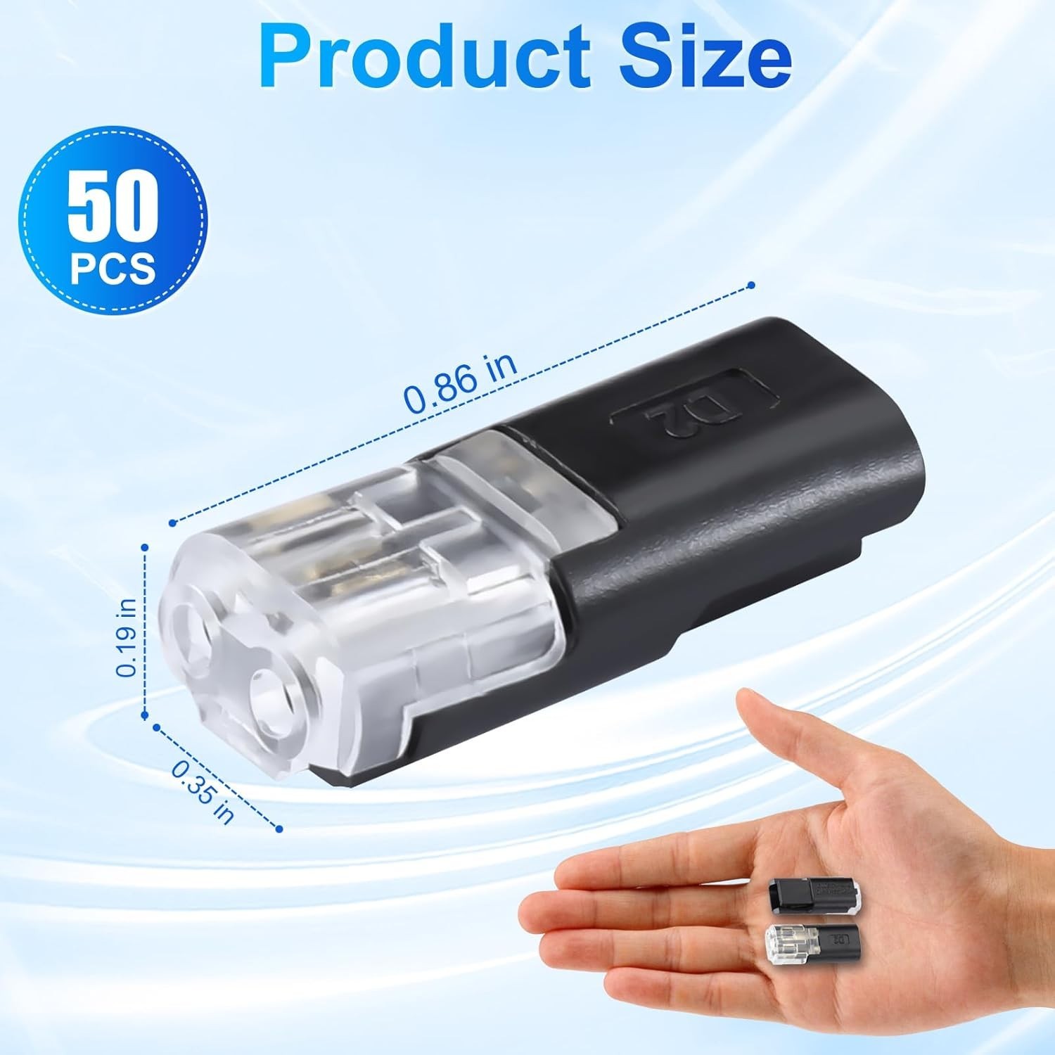 50Pcs Low Voltage Wire Connectors, Double Wire Plug in Connector