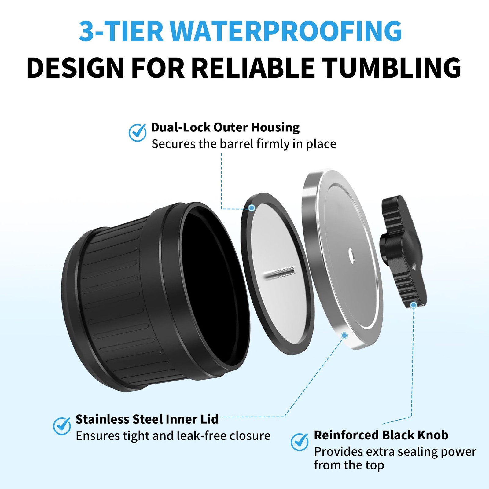 KomeStone Replacement Rubber Barrel for Rock Tumblers – Extra Large, Black