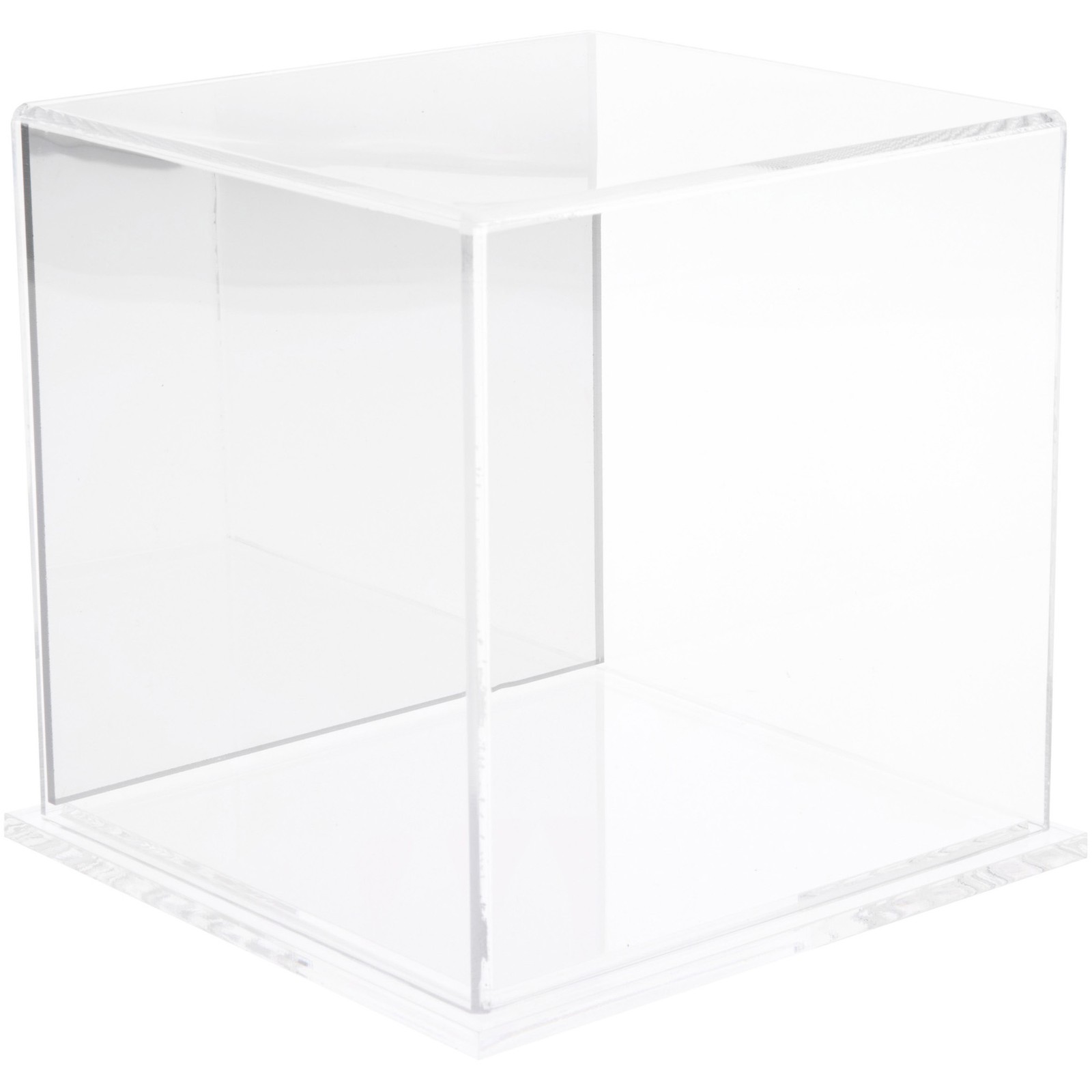 Plymor Clear Acrylic Display Case with Clear Base (Mirror Back), 6" x 6" x 6"