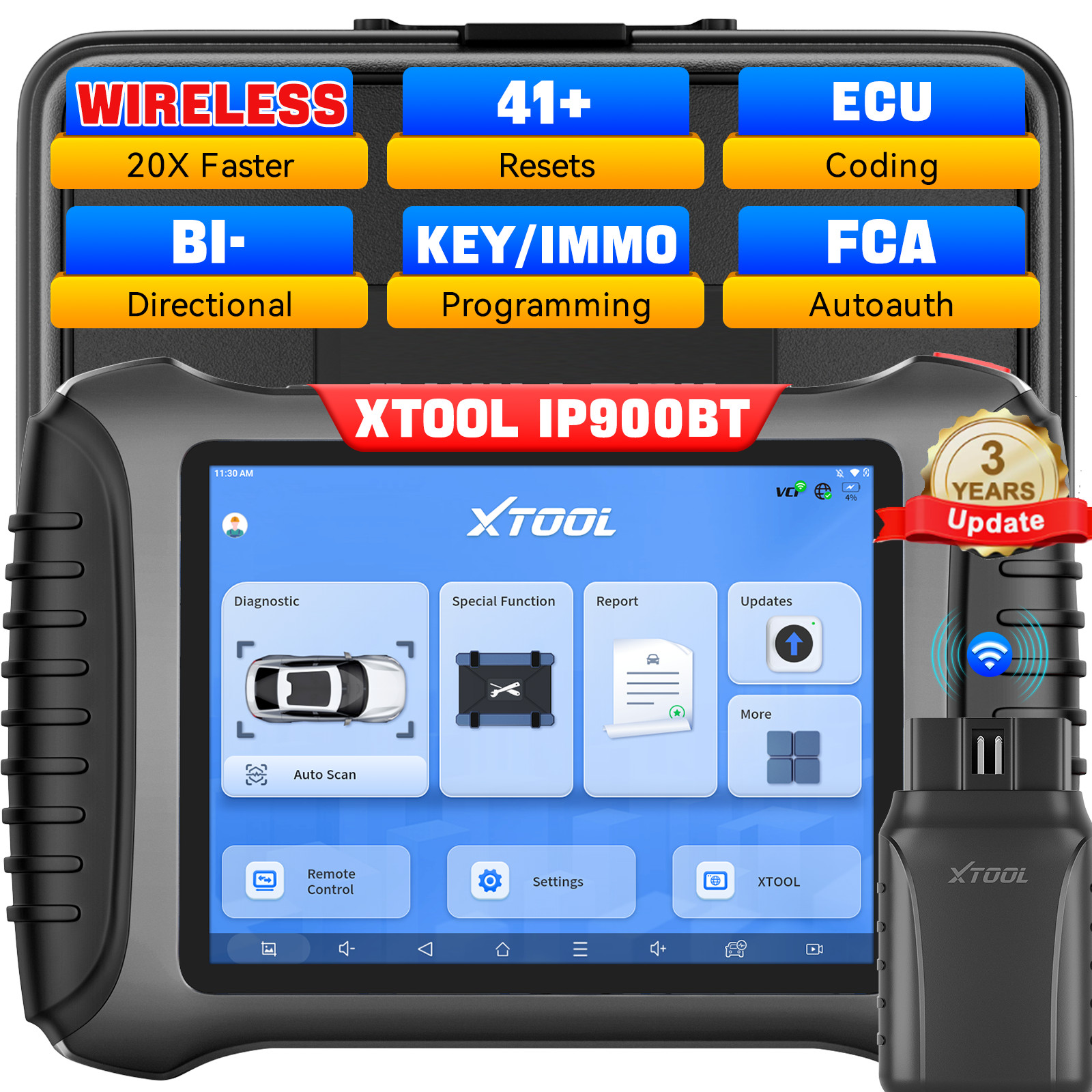 XTOOL IP900BT Wireless OBD2 Bidirectional Diagnostic Scanner Car ECU Coding FCA