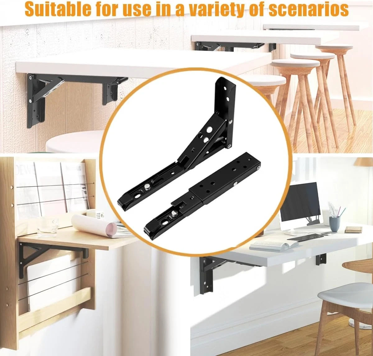 Wall Table Fold down Hinge,90 Degree Self-Locking Folding Hinge,Save Space Drop