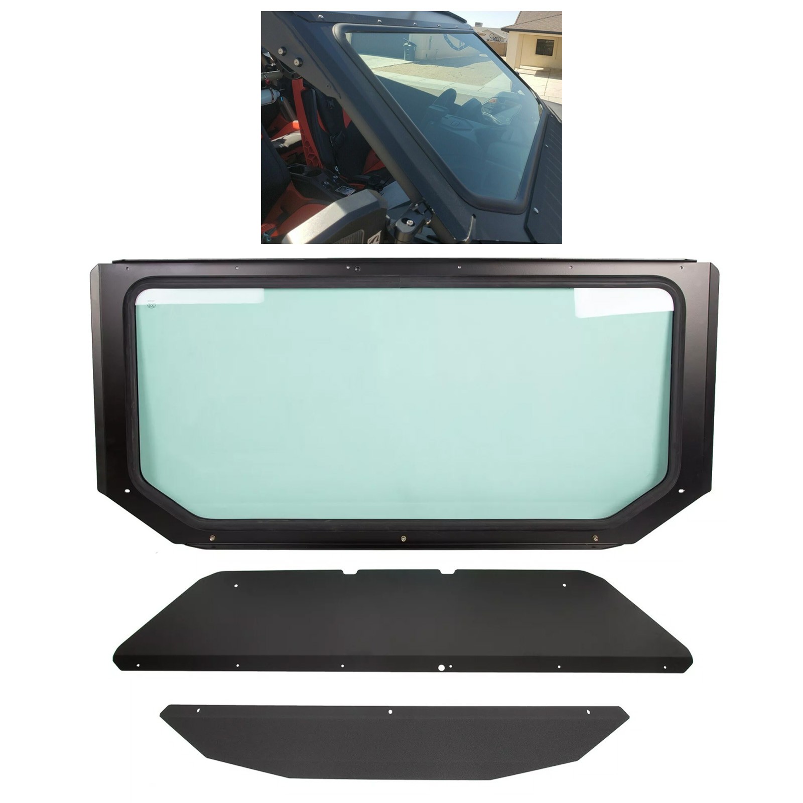 Full Glass Windshield Black W/O wiper For 2017-up Can Am Maverick X3