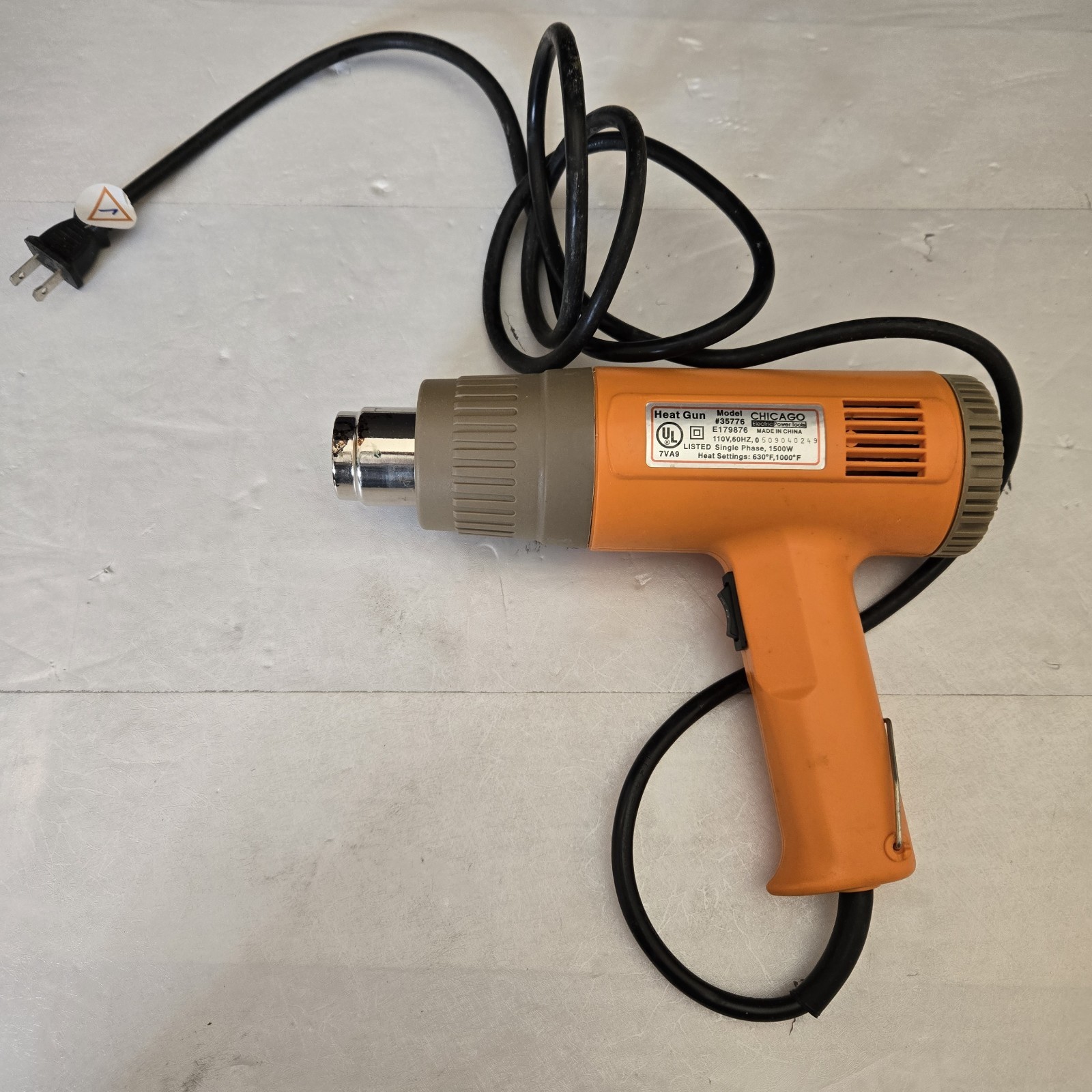 CHICAGO ELECTRIC POWER TOOLS 1500 WATT HEAT GUN 35776 Open Box
