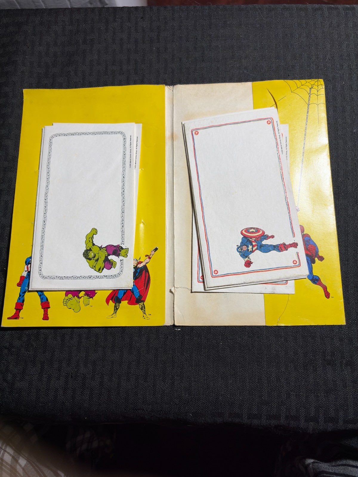 1978 SUPERHERO NOTES (5) Hulk & (6) Captain America Envelopes NO NOTES VG/VG+