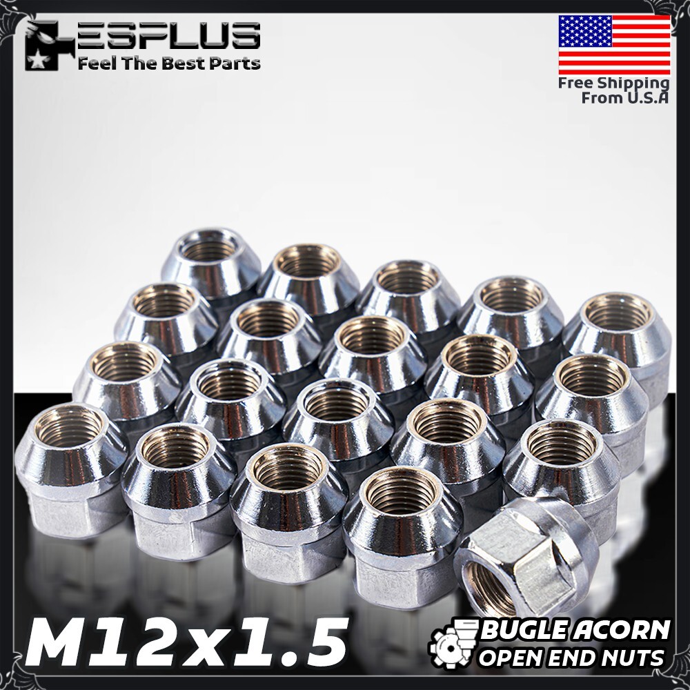 20 Hyundai Open Lug Nut M12x1.5 Chrome Fit Elantra/Ioniq/Kona/Sonata/Tucson etc