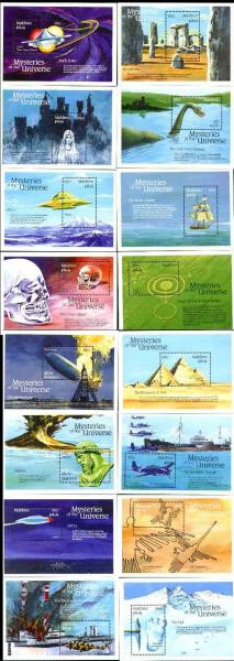 Maldives Mysteries of The Universe Lot of 16 Diff Mint Never Hinged Souv Sheets