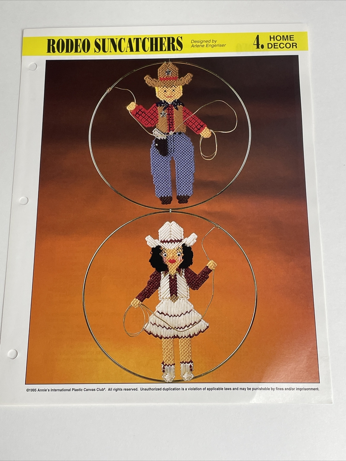 Annie's Attic Rodeo Suncatchers Boy & Girl Plastic Canvas Pattern