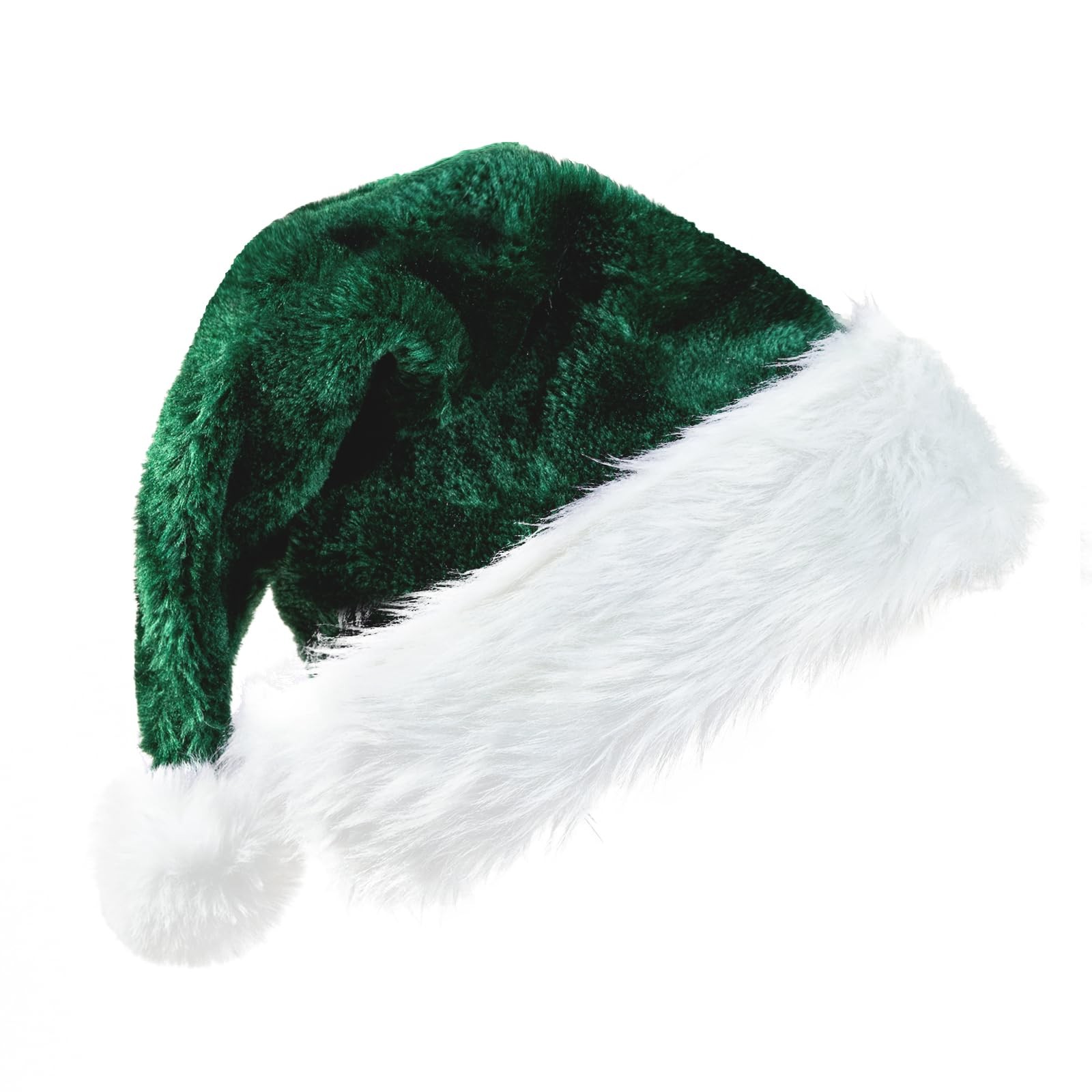 CIPOWM Christmas Santa Hat for Adults, One Size Fits Most People, Green