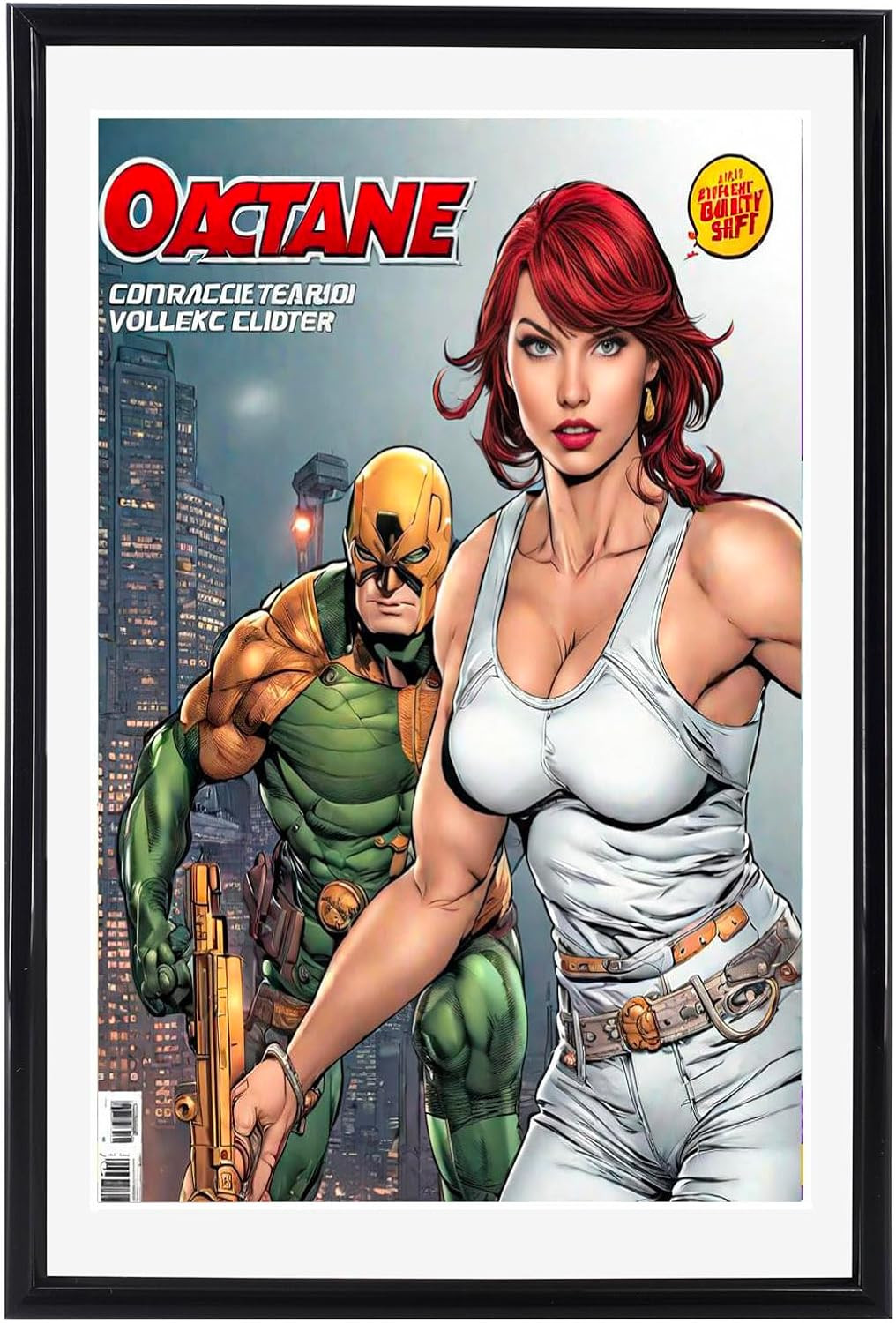 8 Packs, Comic Book Frame with White Mat, UV Protection, Black Frame