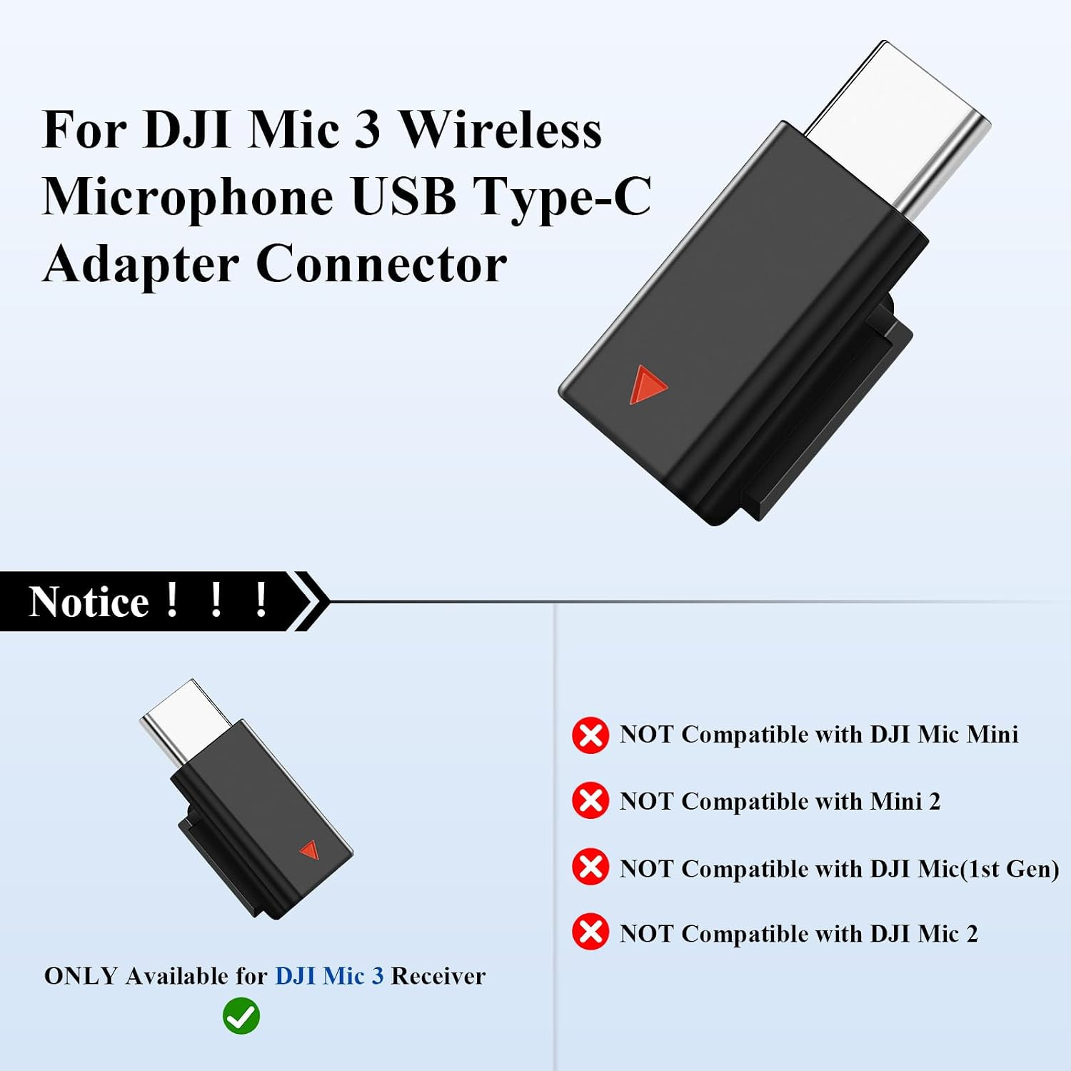 for DJI Mic 3 Adapter USB C Mobile Phone Wireless Mic Receiver | Type-C