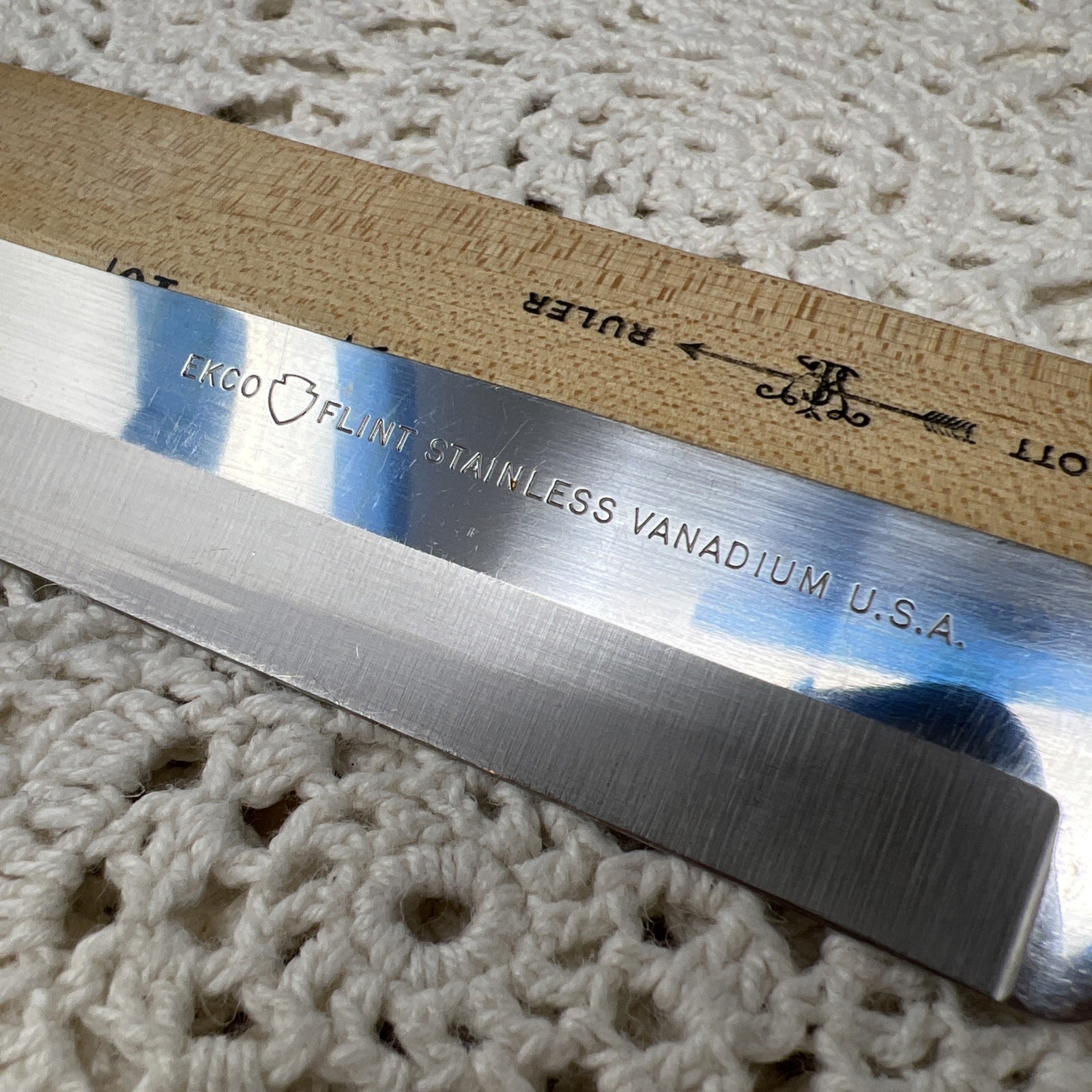 Vintage EKCO FLINT Knife Carving Slicing Stainless Steel 9" Blade Vanadium USA