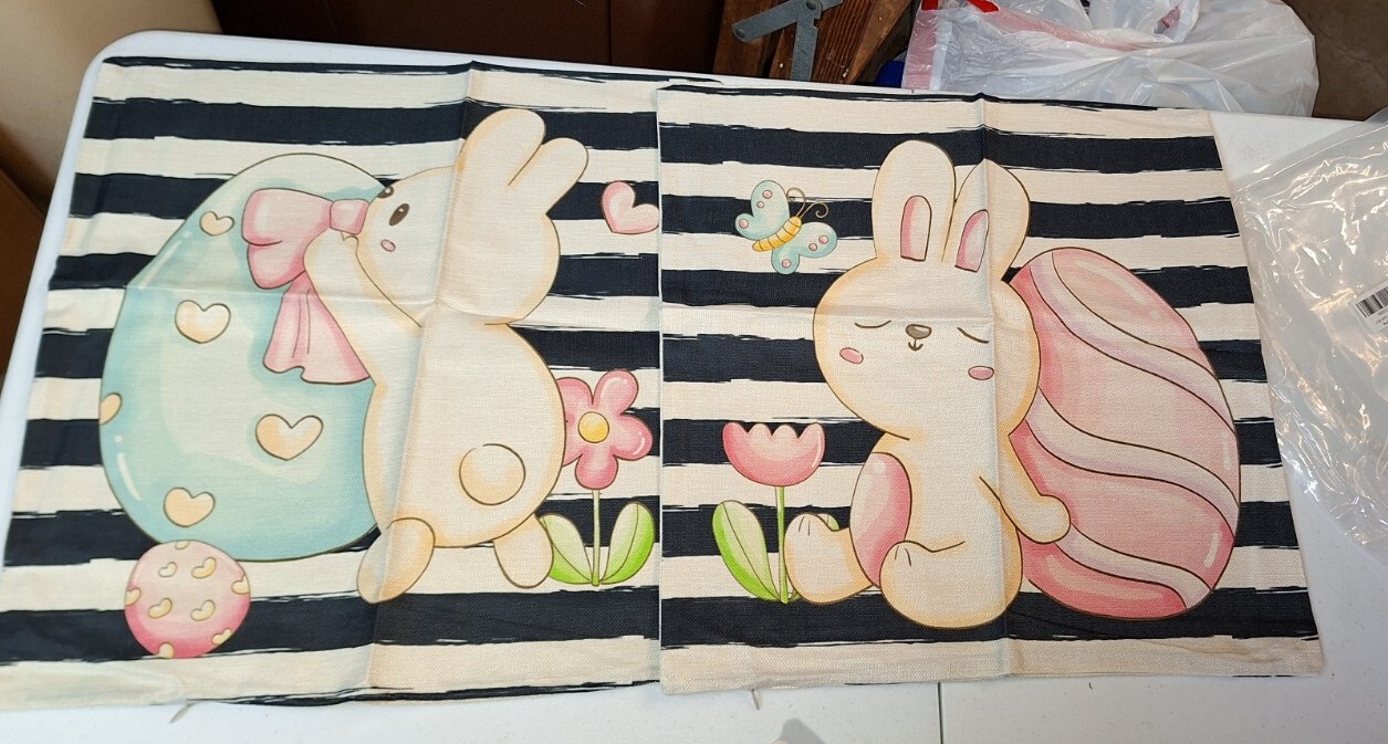 4 Easter Bunny Hello Spring Happy Easter Pillow Cases 17.5x17.5