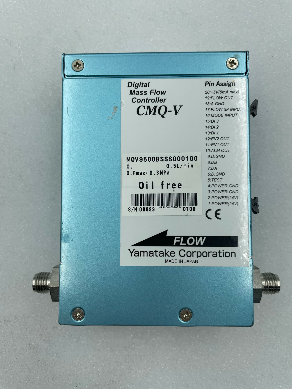 Yamatake Corporation CMQ-V CMQ9200BSSN000000 Mass Flow Controller 200ml/min
