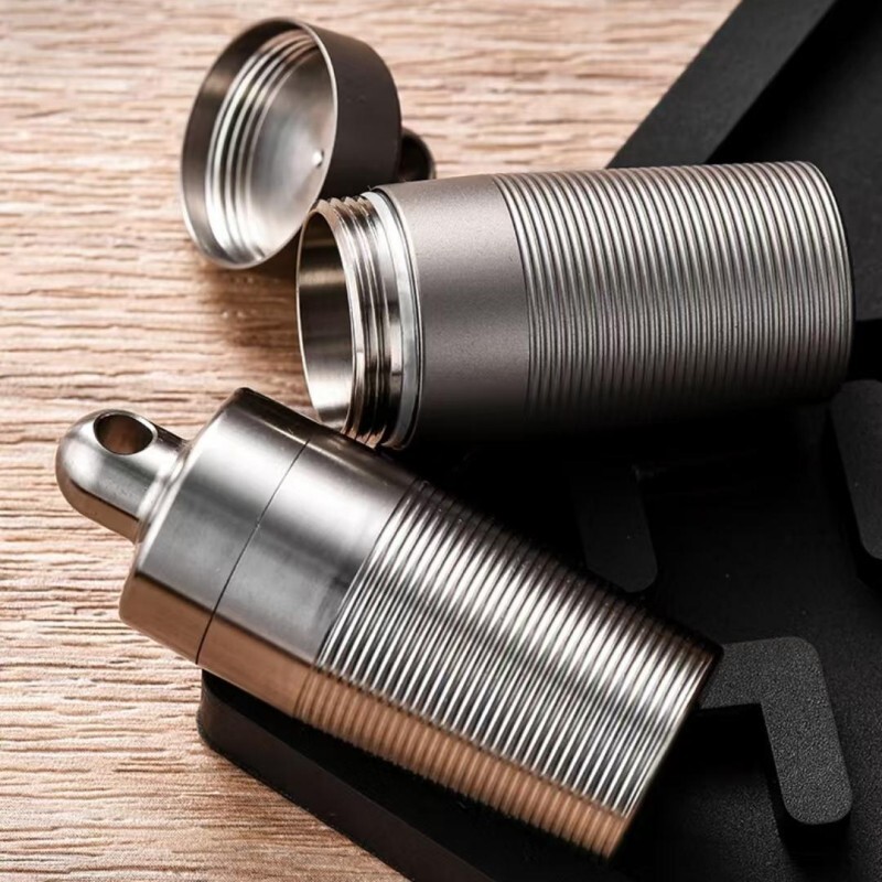 Pure Titanium Pill Holder Organizer Container Case Waterproof Portable EDC