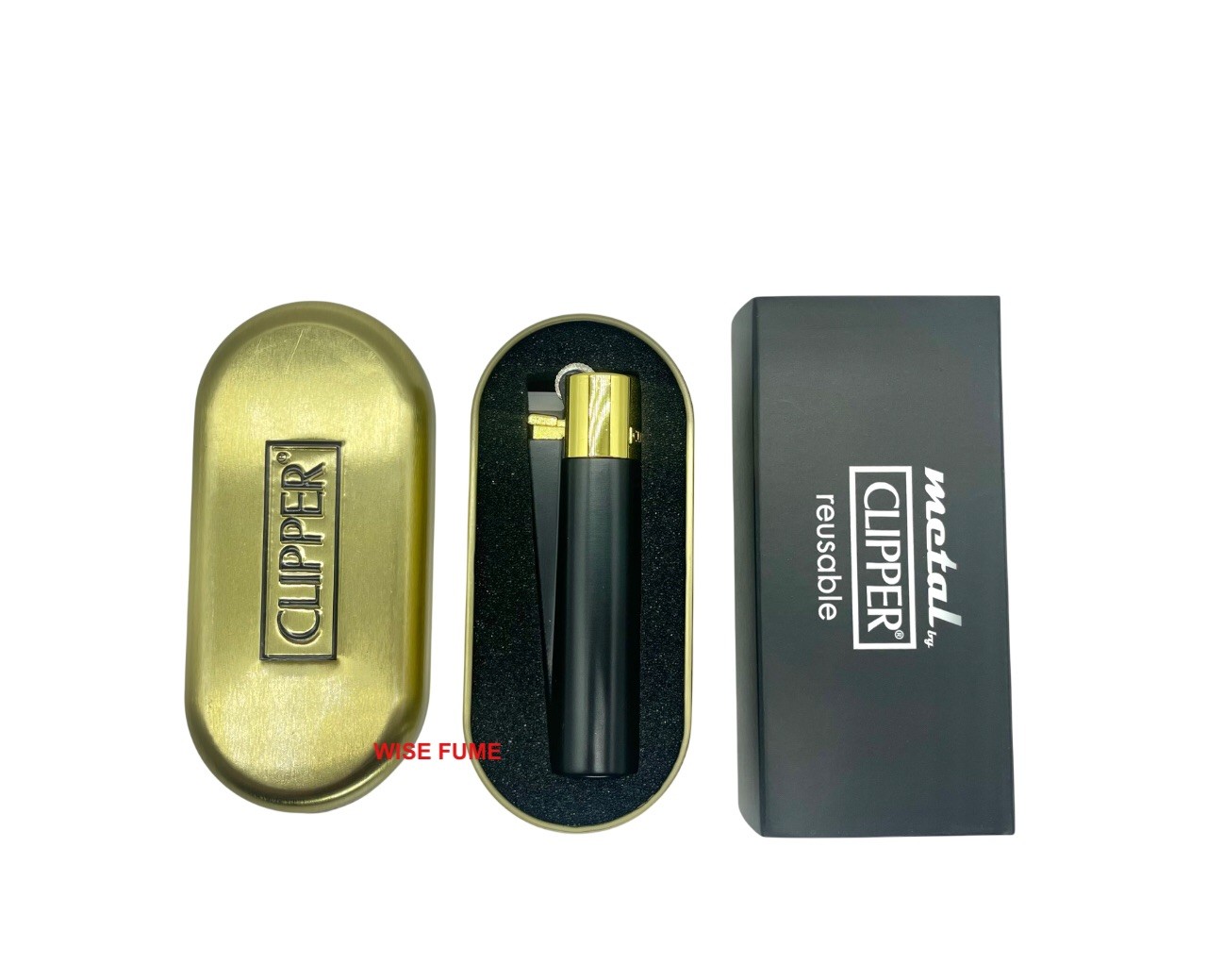 Clipper Full Metal Lighter Silver Black Gold Refillable
