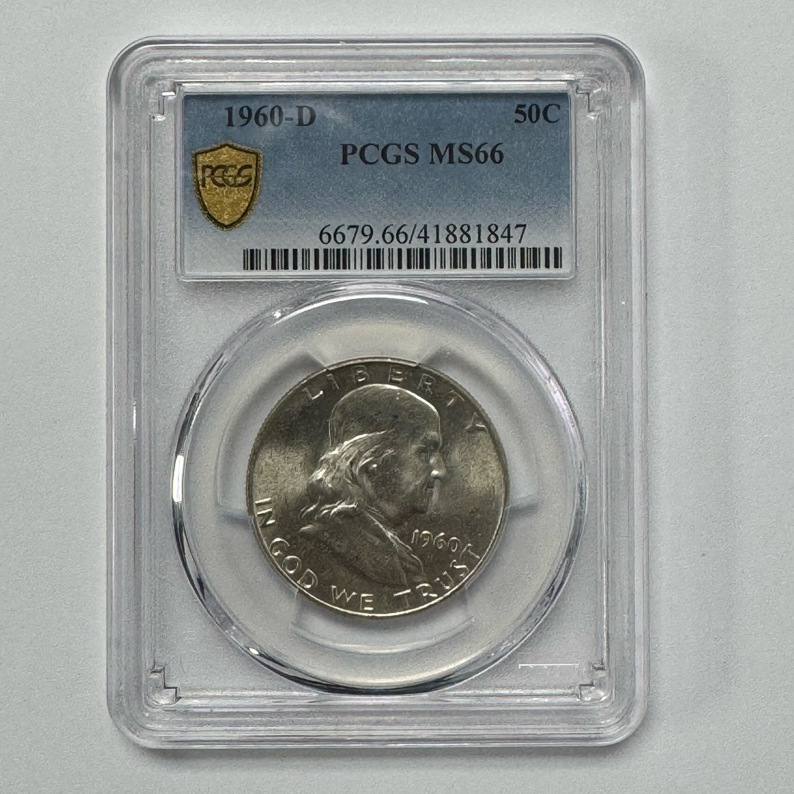 1960-D Franklin Half Dollar 50C PCGS MS66 Gold Shield Silver Coin