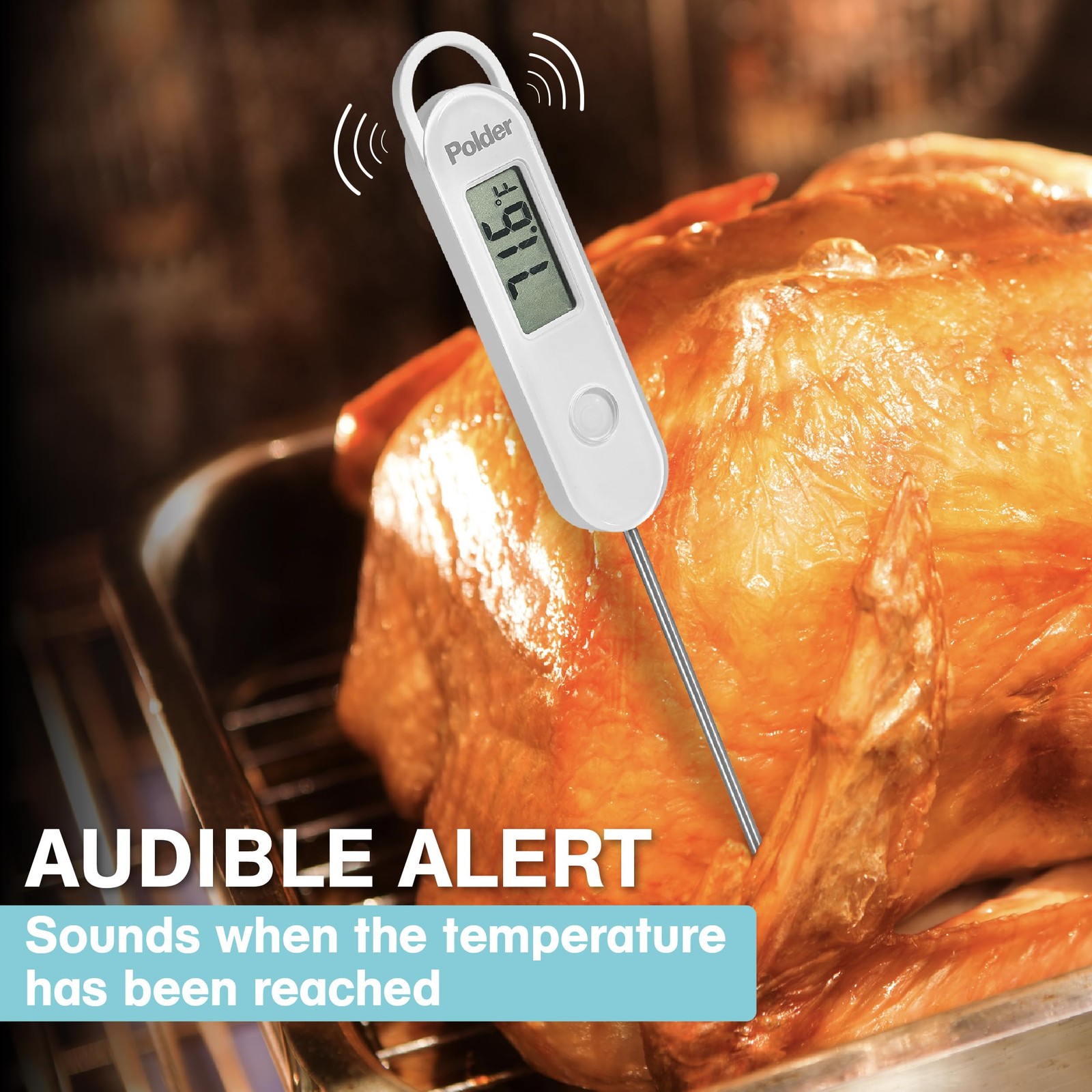 Polder Stable-Read Instant Read Thermometer, Digital Thermometer for Cooking,...