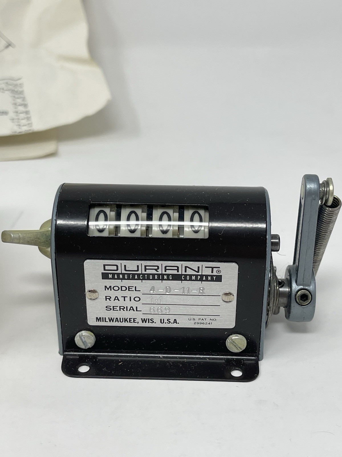 Durant Digital Mechanical Stroke Counter, model #4-D-11-R, ratio 1:1, New NOS